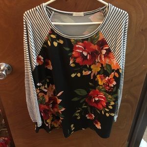 Floral/strip combo shirt